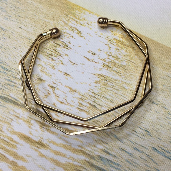 Gold Toned Geometric Bracelet - Picture 7 of 8